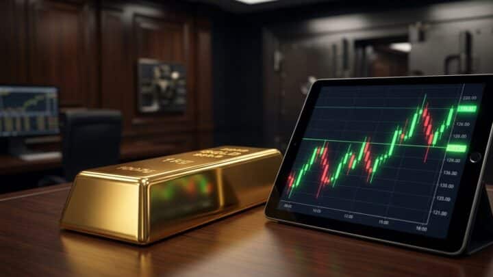 Gold Bars and Trading Chart